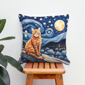 Kissen: Cat Under Starry Night Watercolor