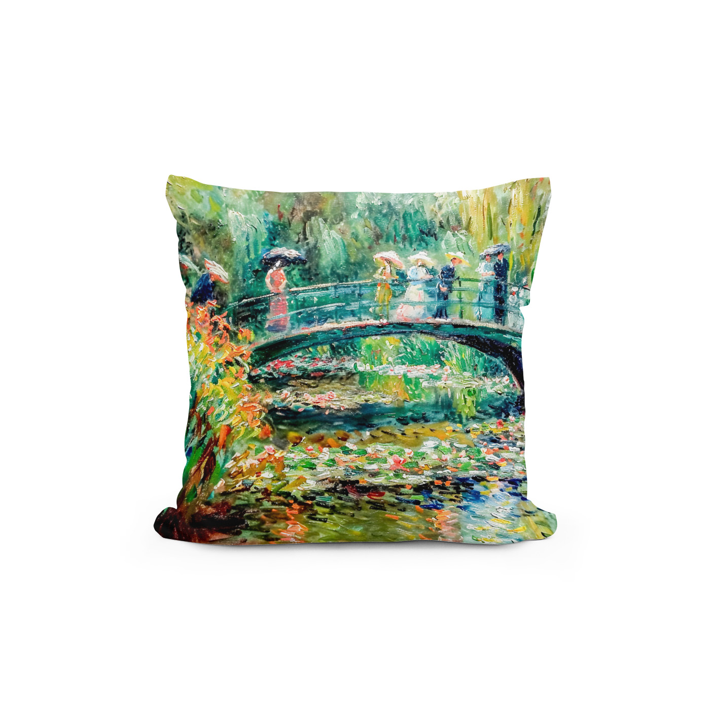 Kissen: People on garden bridge with water lilies – Bild 2