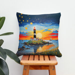 Kissen: Scenic Lighthouse by the Stormy Sea