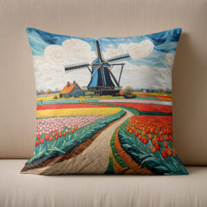 Kissen: Historic Windmill in Blooming Countryside