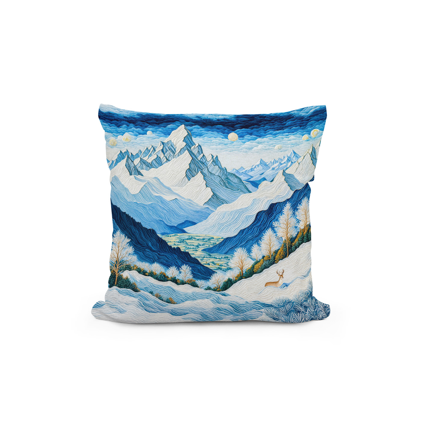 Kissen: Grand Mountain Peaks with Snow-Capped Summits – Bild 2