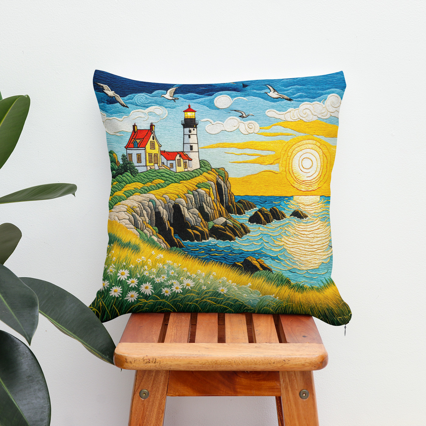 Kissen: Serene Coastal Farm by the Sea - Imagen 2