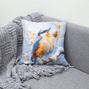 Kissen: Eurasian Nuthatch in Impressionist Style Painting