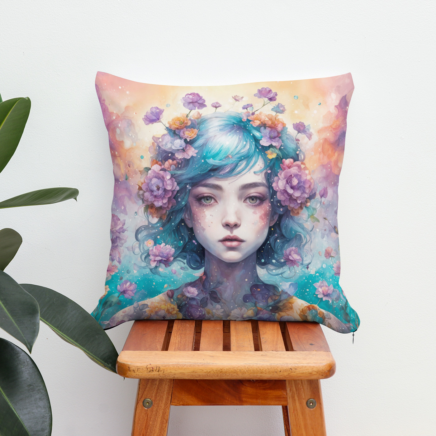 Kissen: Mystic Fairy in Flower Crown