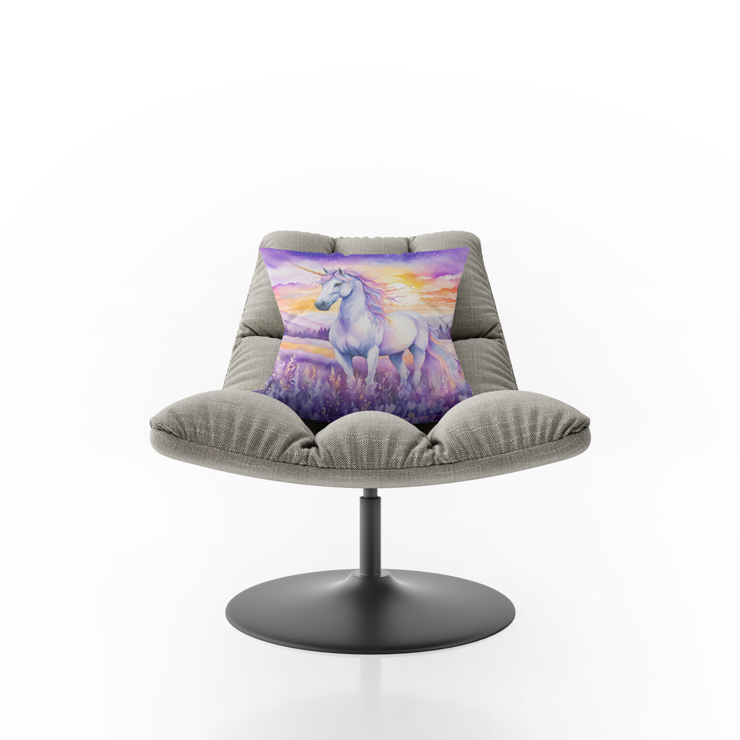 Kissen: Boho Watercolor Magical Unicorn Beneath Vibrant Sunset Rainbow Sky – Bild 2