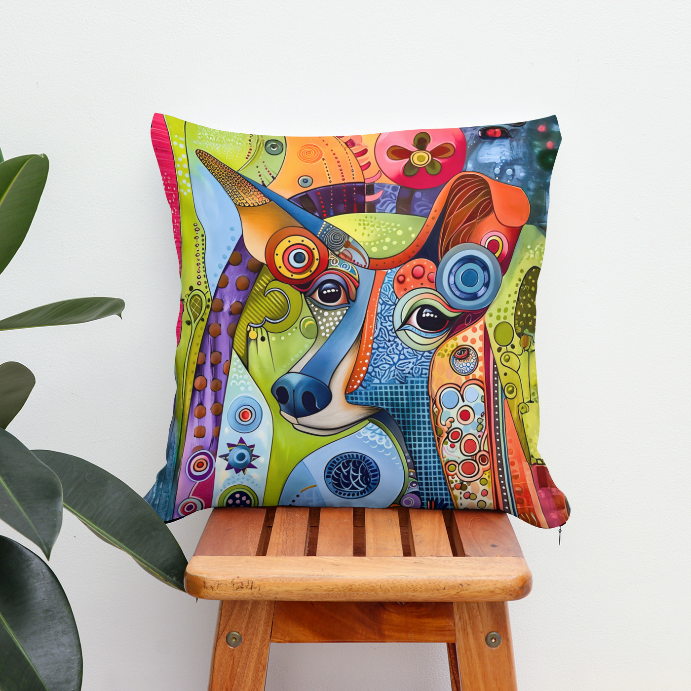 Kissen: Pop-Art Dog in Bright Colors