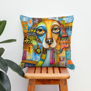 Kissen: Abstract Pop-Art Dog Faces