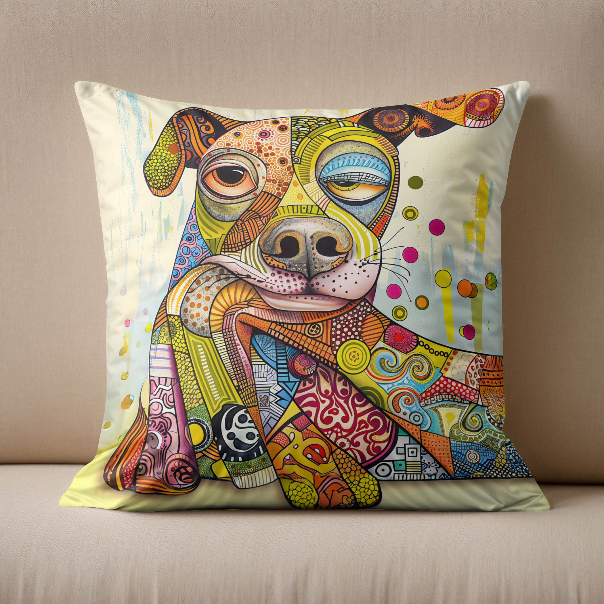 Kissen: Colorful Pop-Art Dog Face