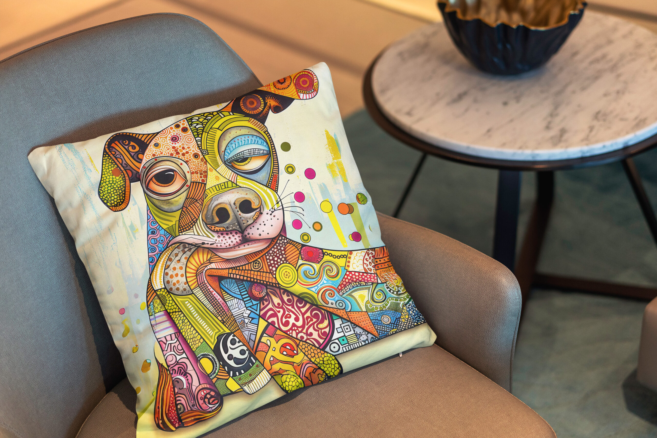 Kissen: Colorful Pop-Art Dog Face – Image 2