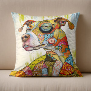 Kissen: Bright and Bold Pop-Art Dog Portrait