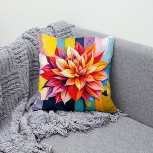 Kissen: Colorful Dahlia in Modern Abstract Style