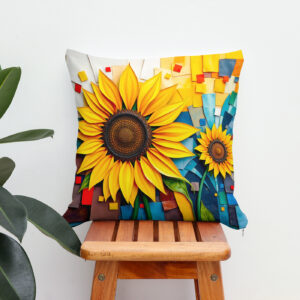 Kissen: Radiant Sunflower in Modern Abstract Style