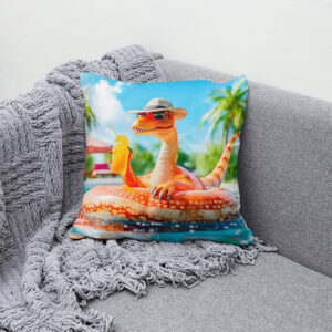 Kissen: Dino in Pool with Cocktail