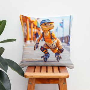 Kissen: Dinosaur on Inline Skates