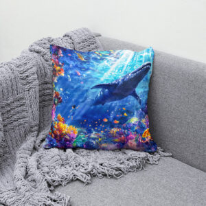 Kissen: Anime boy swimming with Liopleurodon reef