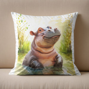 Kissen: Smiling Hippo in Water