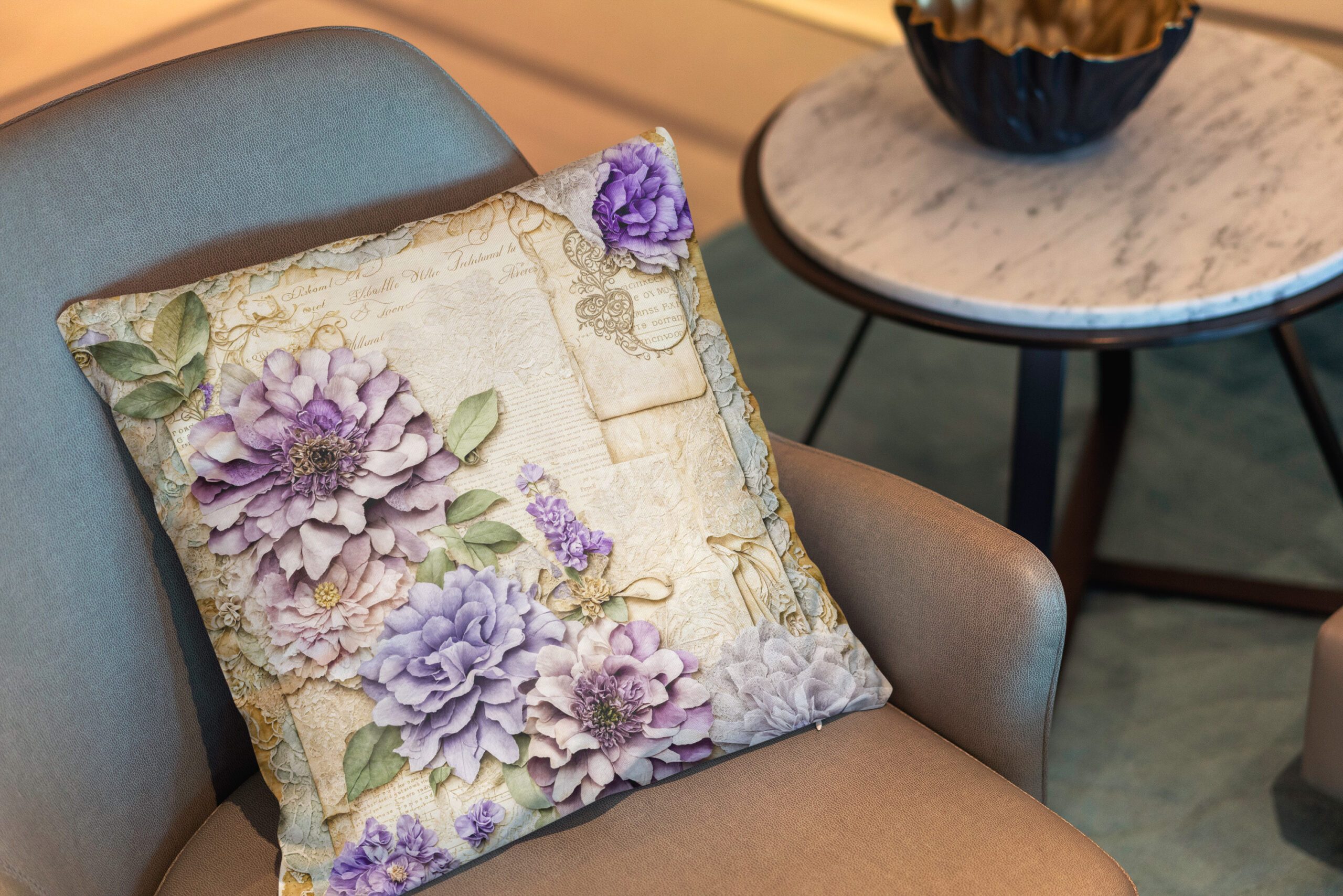 Kissen: shabby chic floral Purple Chrysanthemums - immagine 2