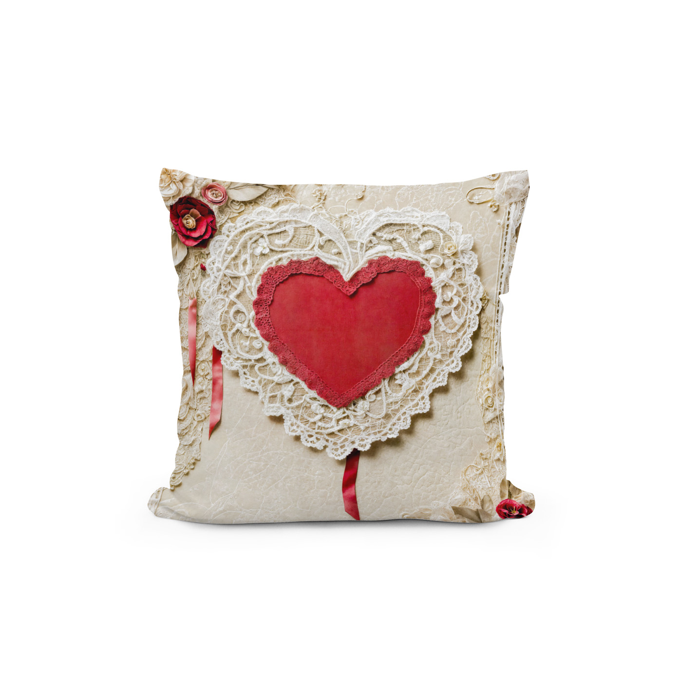 Kissen: Shabby Chic Heart with Lace – Bild 2
