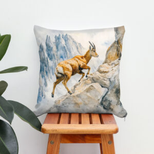 Kissen: Ibex in the Alps watercolor painting