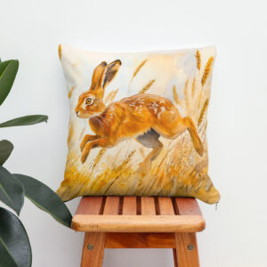 Kissen: Hare in a cornfield watercolor painting