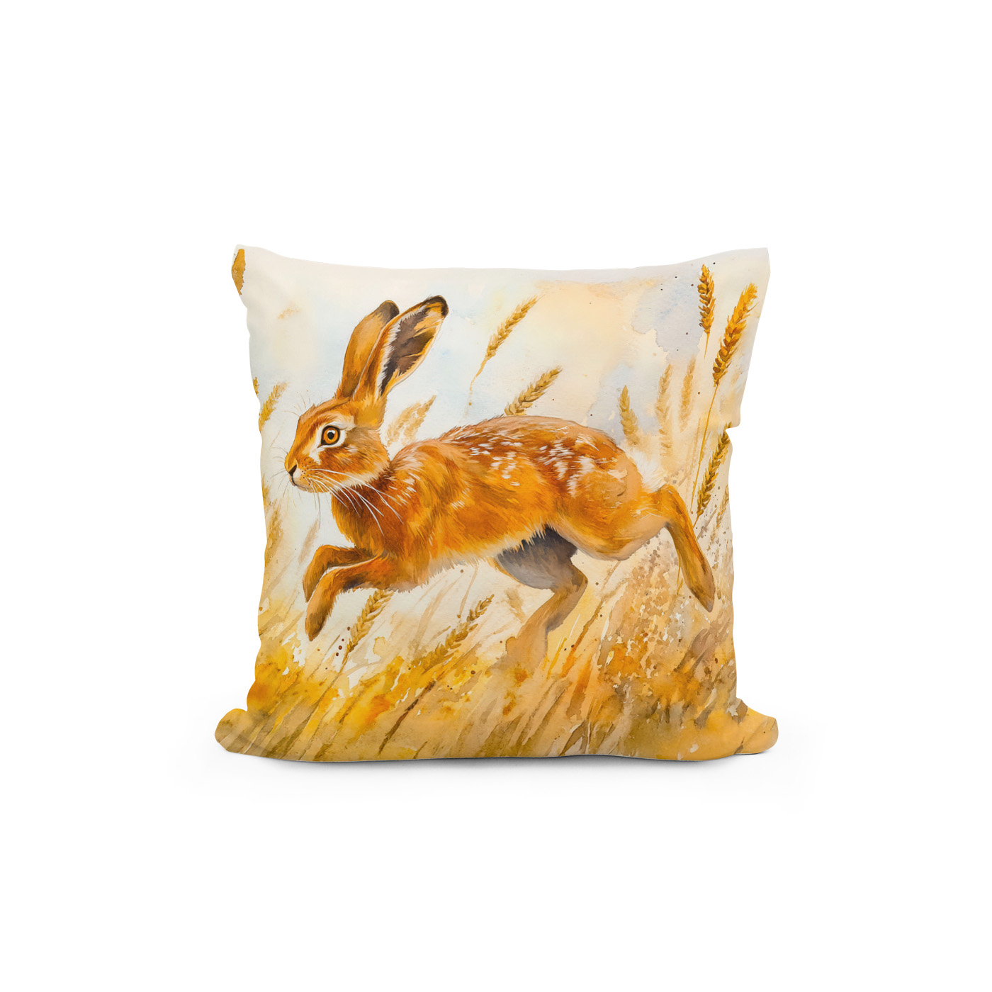 Kissen: Hare in a cornfield watercolor painting - Image 2