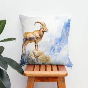 Kissen: Ibex in the Alps watercolor painting