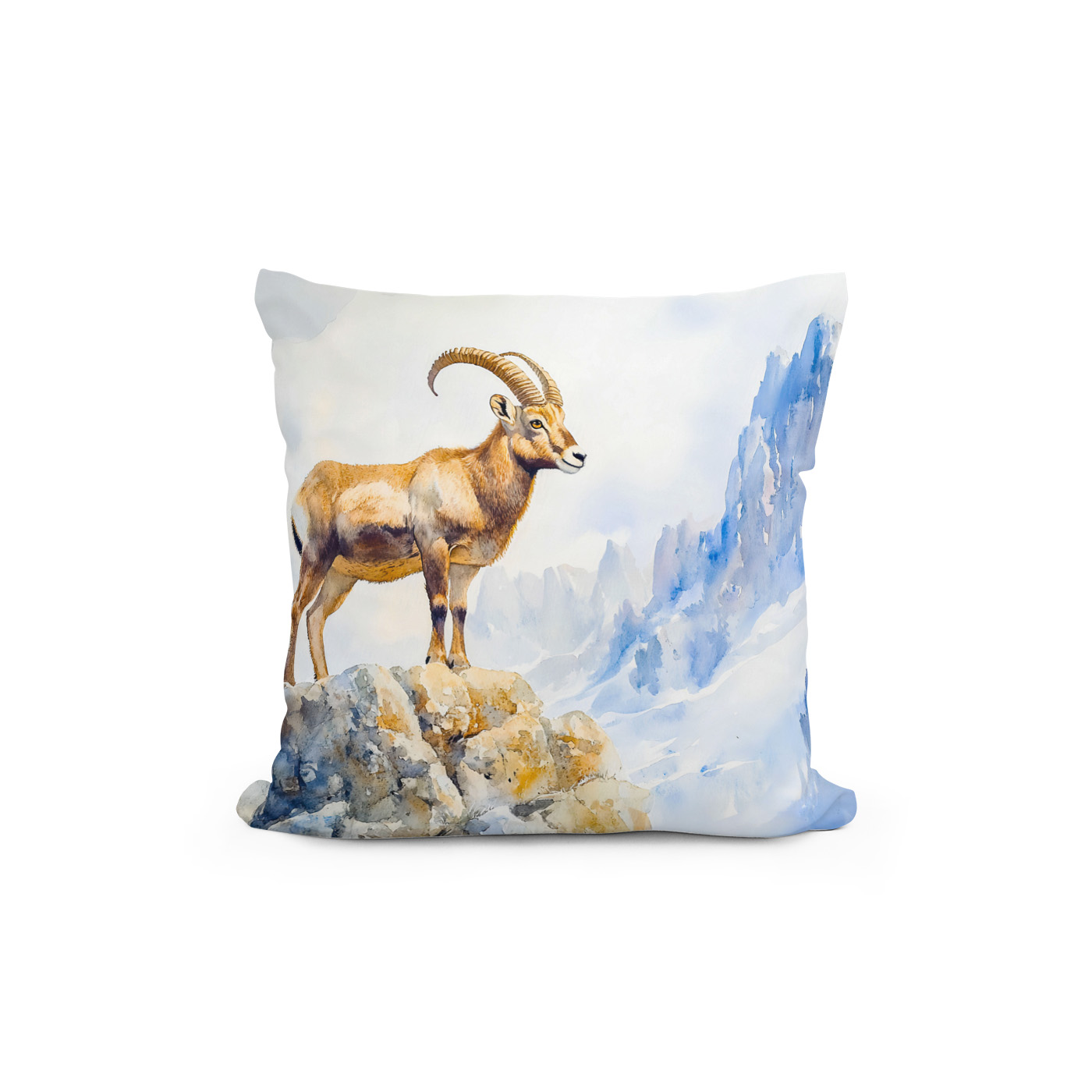 Kissen: Ibex in the Alps watercolor painting – Image 2