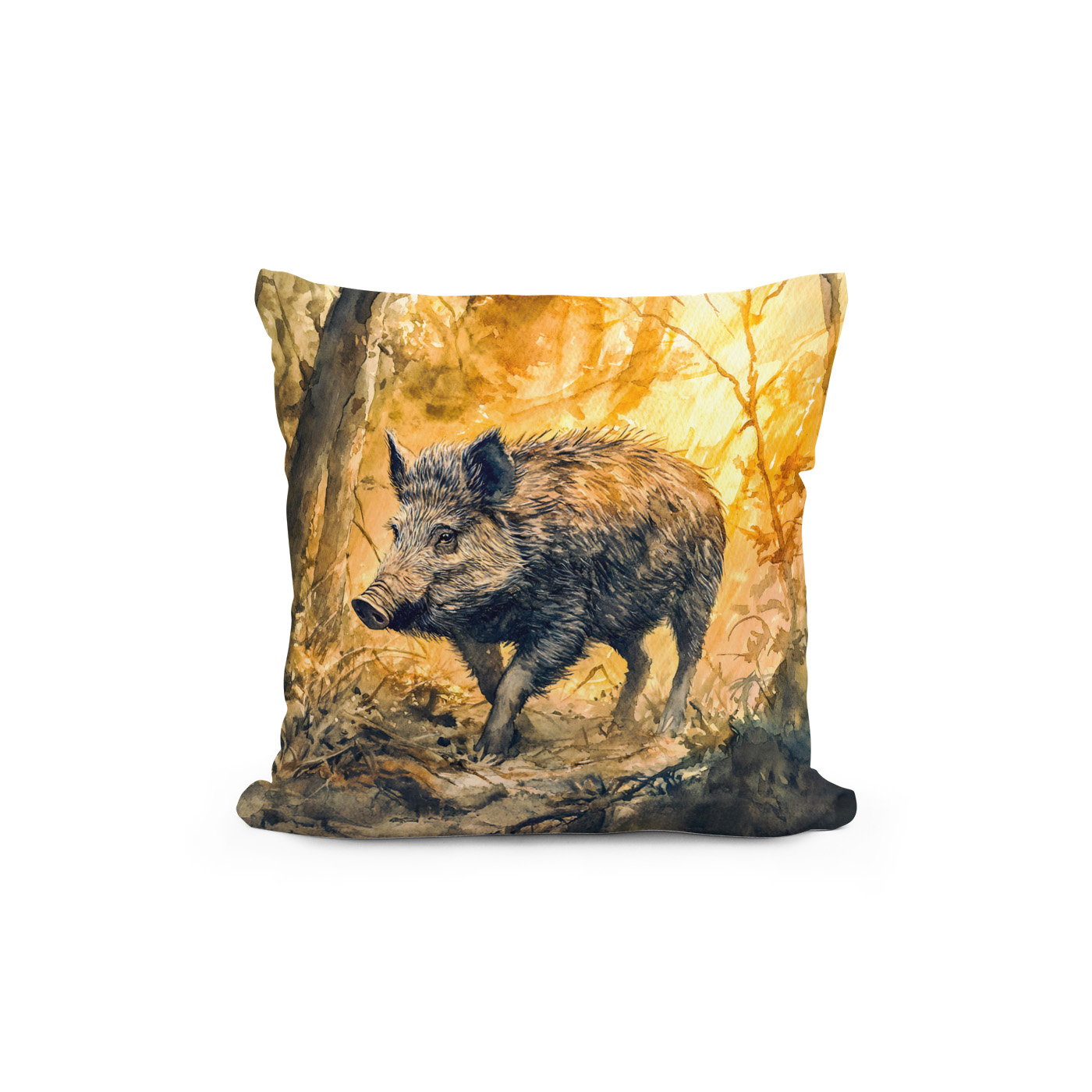 Kissen: Wild boar in forest watercolor painting - immagine 2