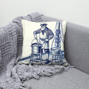 Kissen: Vintage Illustration of a Sailor Cooking Fish Soup