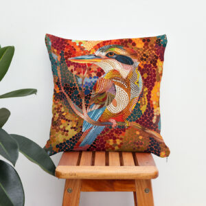 Kissen: Kookaburra in Aborigine Dot Art Style