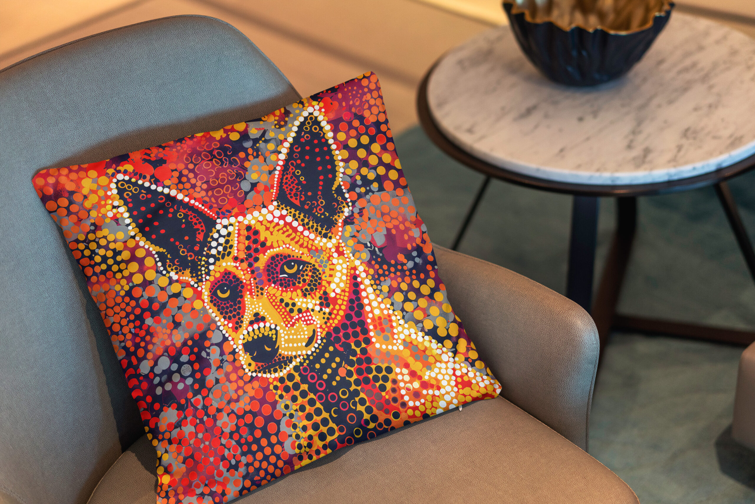 Kissen: Dingo in Aborigine Dot Art Style - Imagen 2