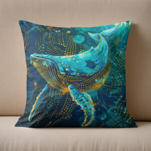 Kissen: Whale in Aborigine Dot Art Style