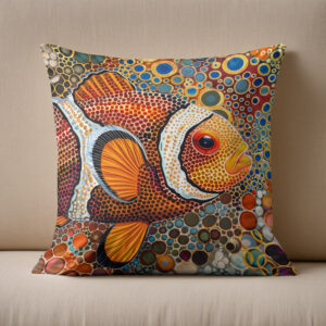 Kissen: Clownfish in Aborigine Dot Art Style