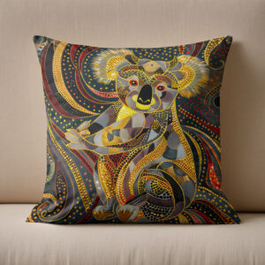 Kissen: Koala in Aborigine Dot Art Style