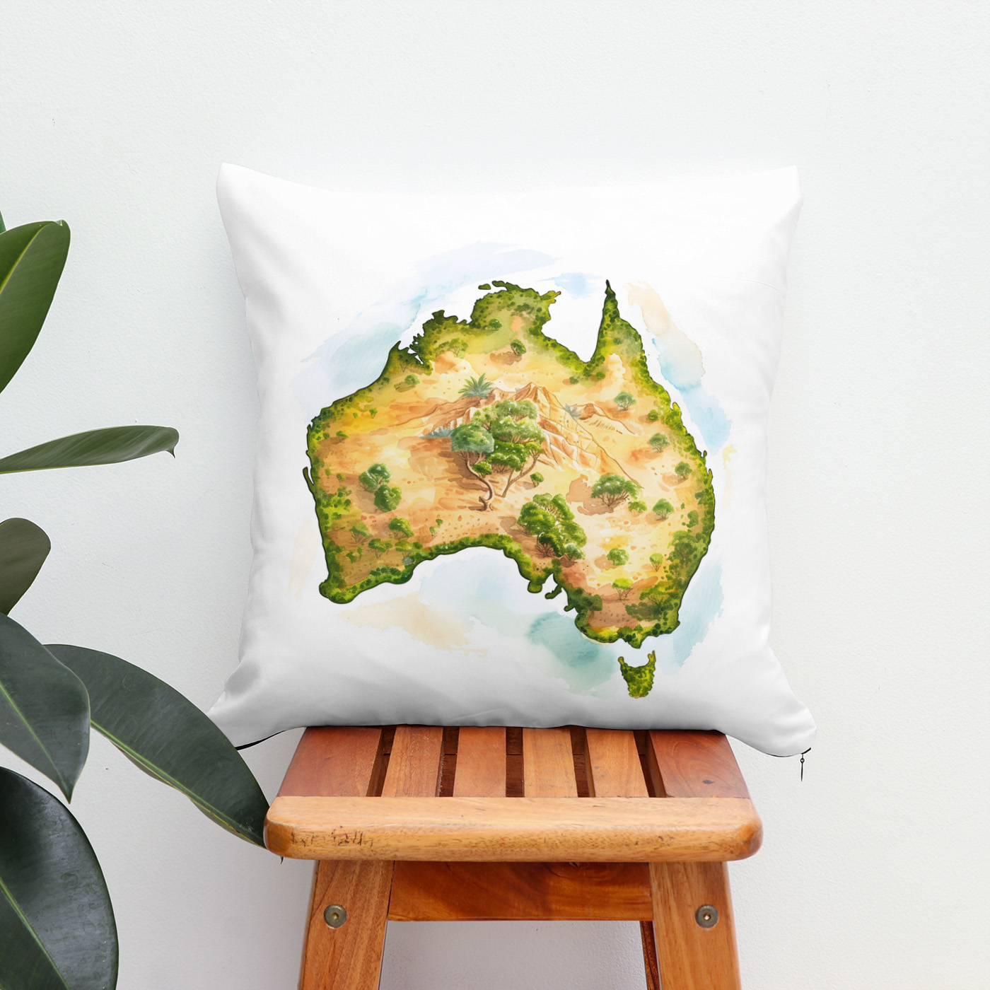 Kissen: Watercolor Map of Australia
