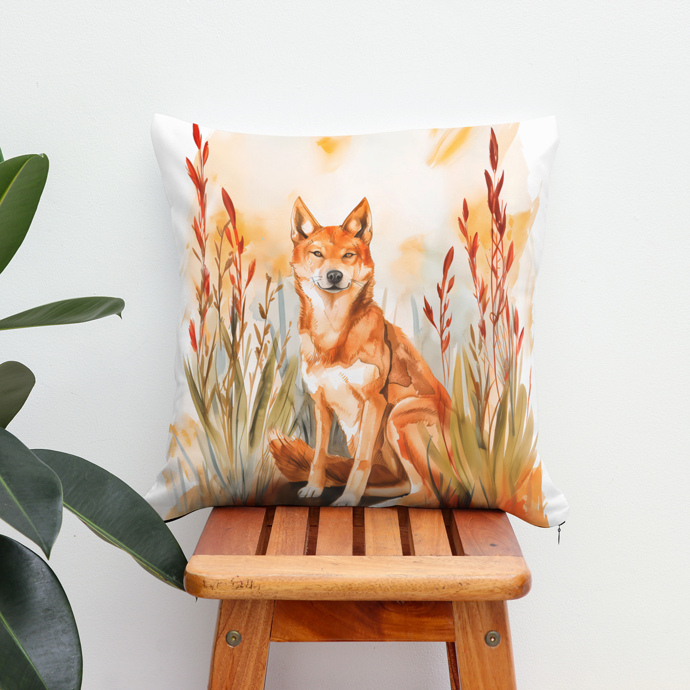 Kissen: Watercolor Dingo in Grass