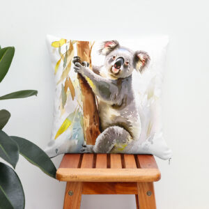 Kissen: Watercolor Koala Climbing Eucalyptus