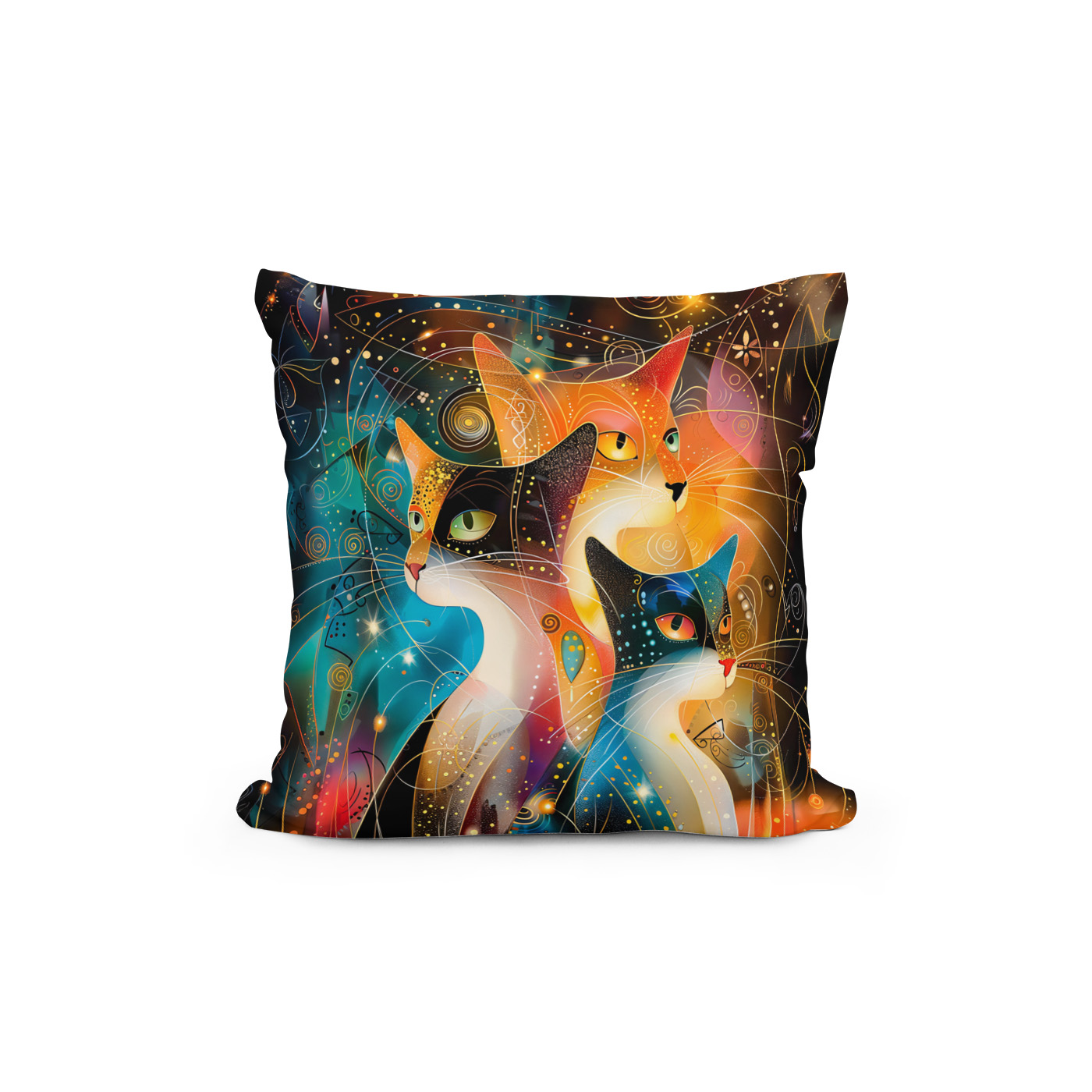 Kissen: Abstract Cat Portrait Amidst Galactic Wonders – Image 2