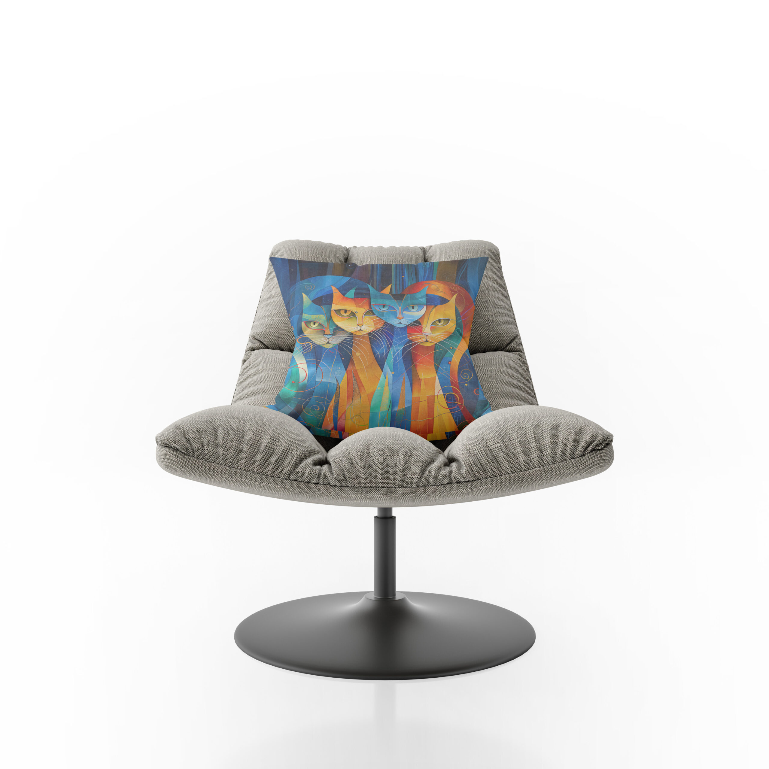 Kissen: Abstract Cat Portrait Amidst Galactic Wonders - Image 2