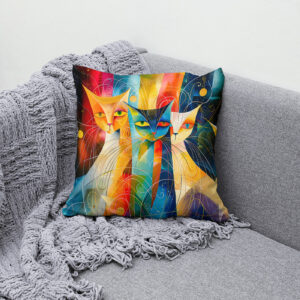 Kissen: Cosmic Cat Art with Stellar Background