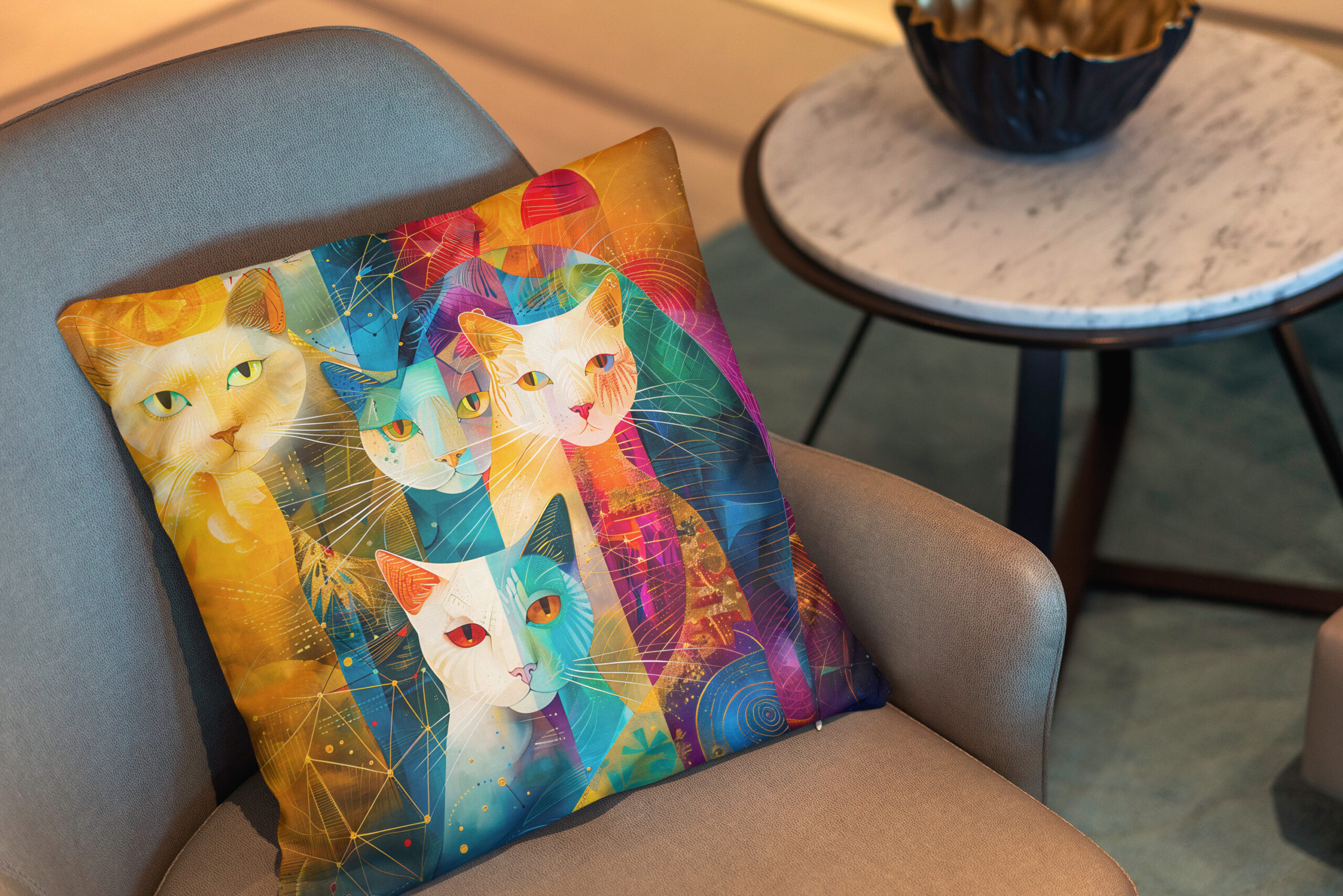 Kissen: Modern Cat Design in Cosmic Galaxy - immagine 2