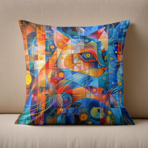 Kissen: Cosmic Cat Art with Stellar Background