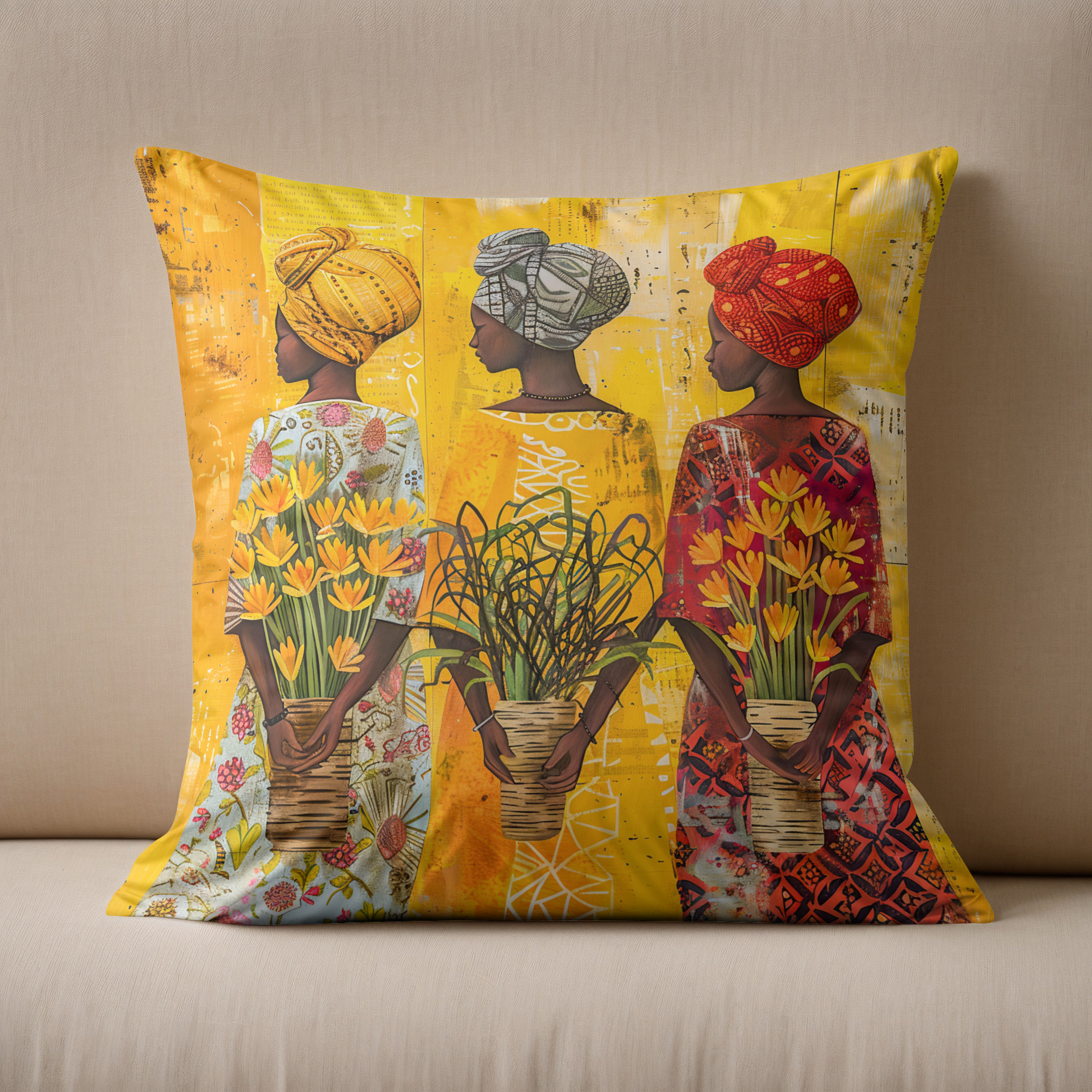 Kissen: African Women with Flowers – Image 2
