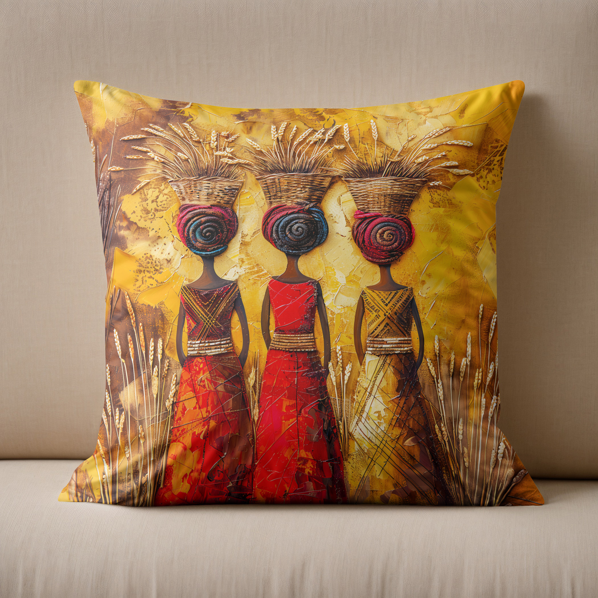 Kissen: African Women Harvesting Grain – Image 2