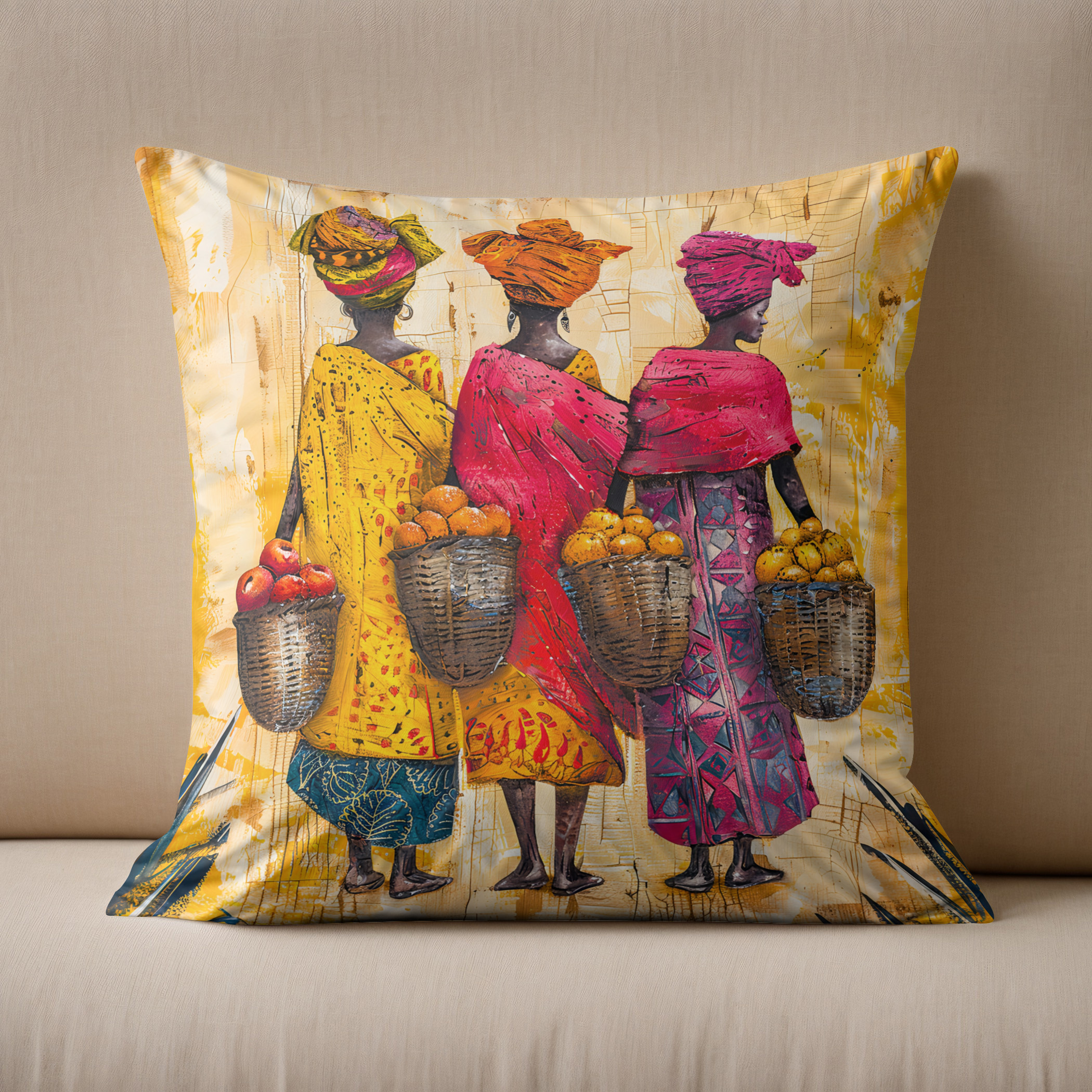 Kissen: African Women Carrying Fruits and Vegetables