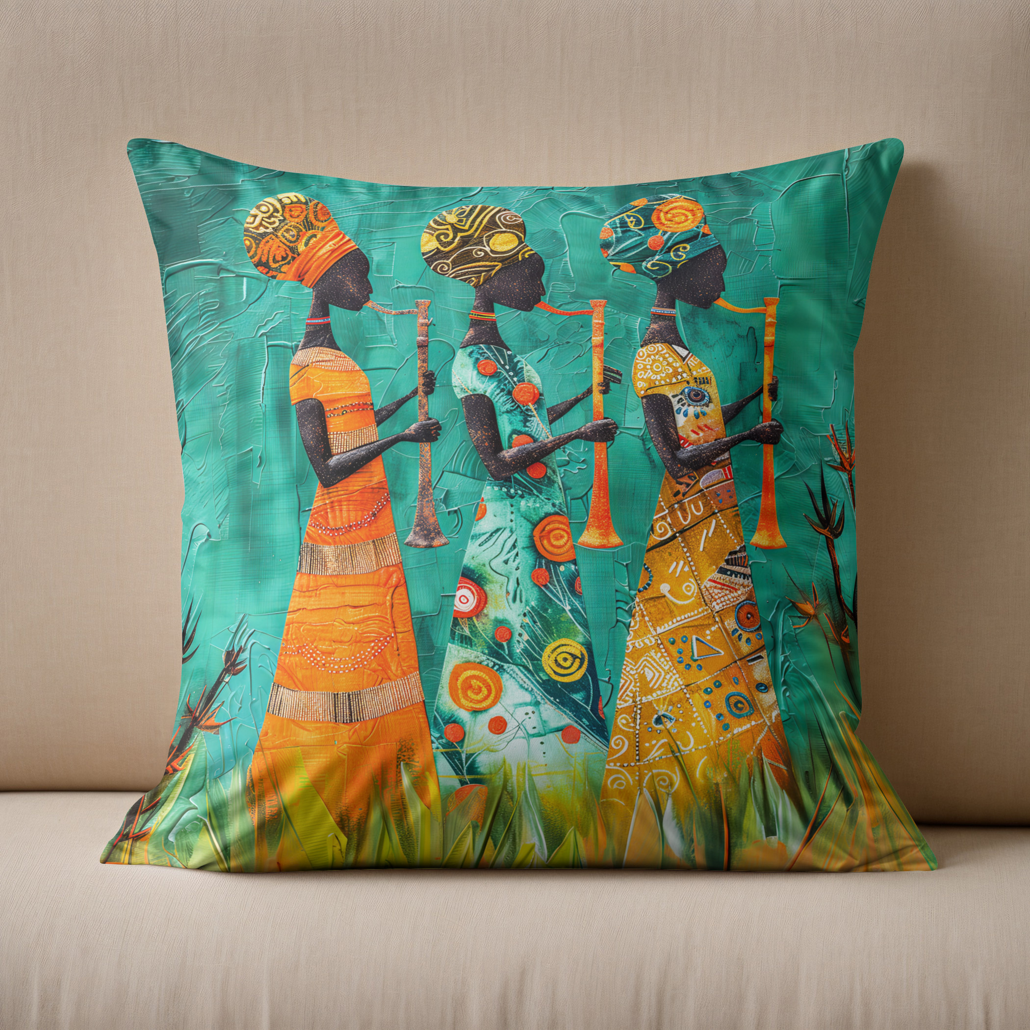 Kissen: African Musicians in Traditional Dress