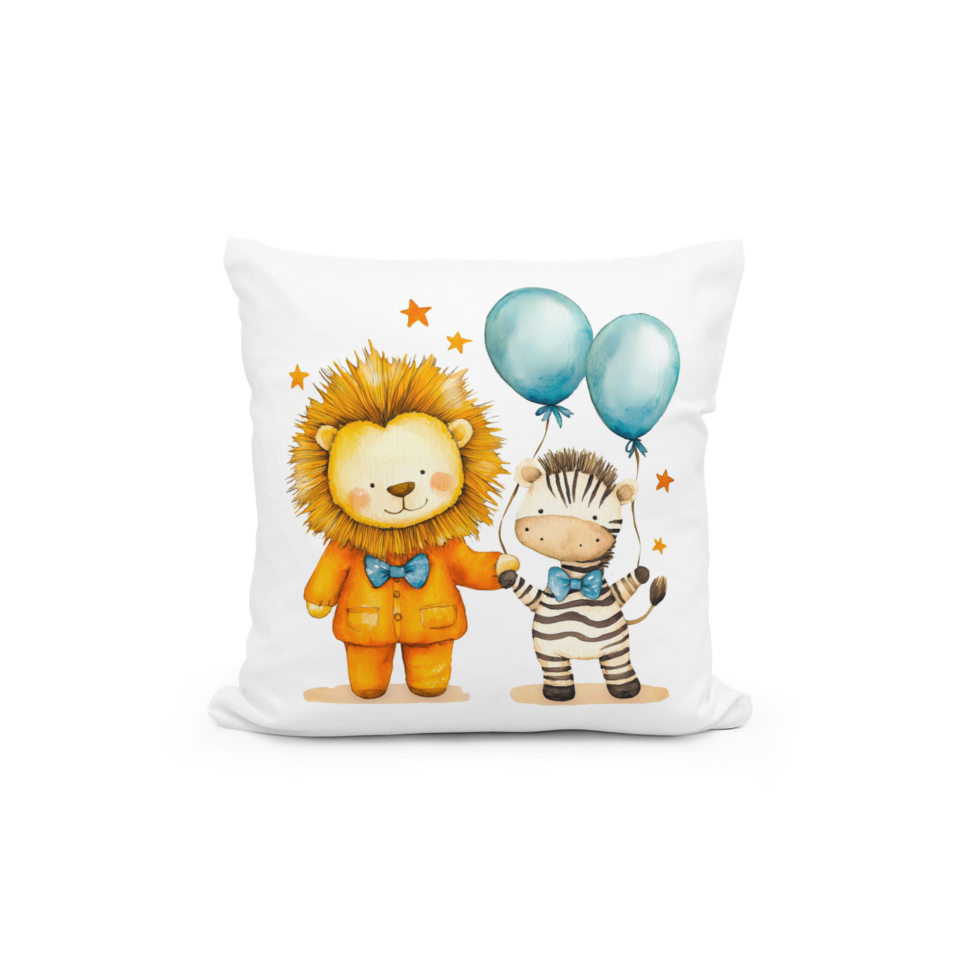 Kissen: NWatercolor Illustration of Lion and Zebra with Balloons – Bild 2