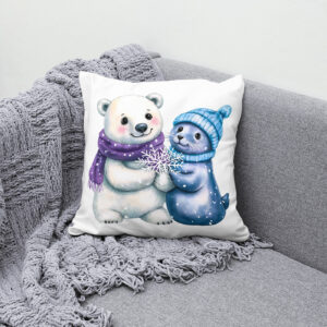 Kissen: Watercolor Illustration of a Polar Bear and Seal