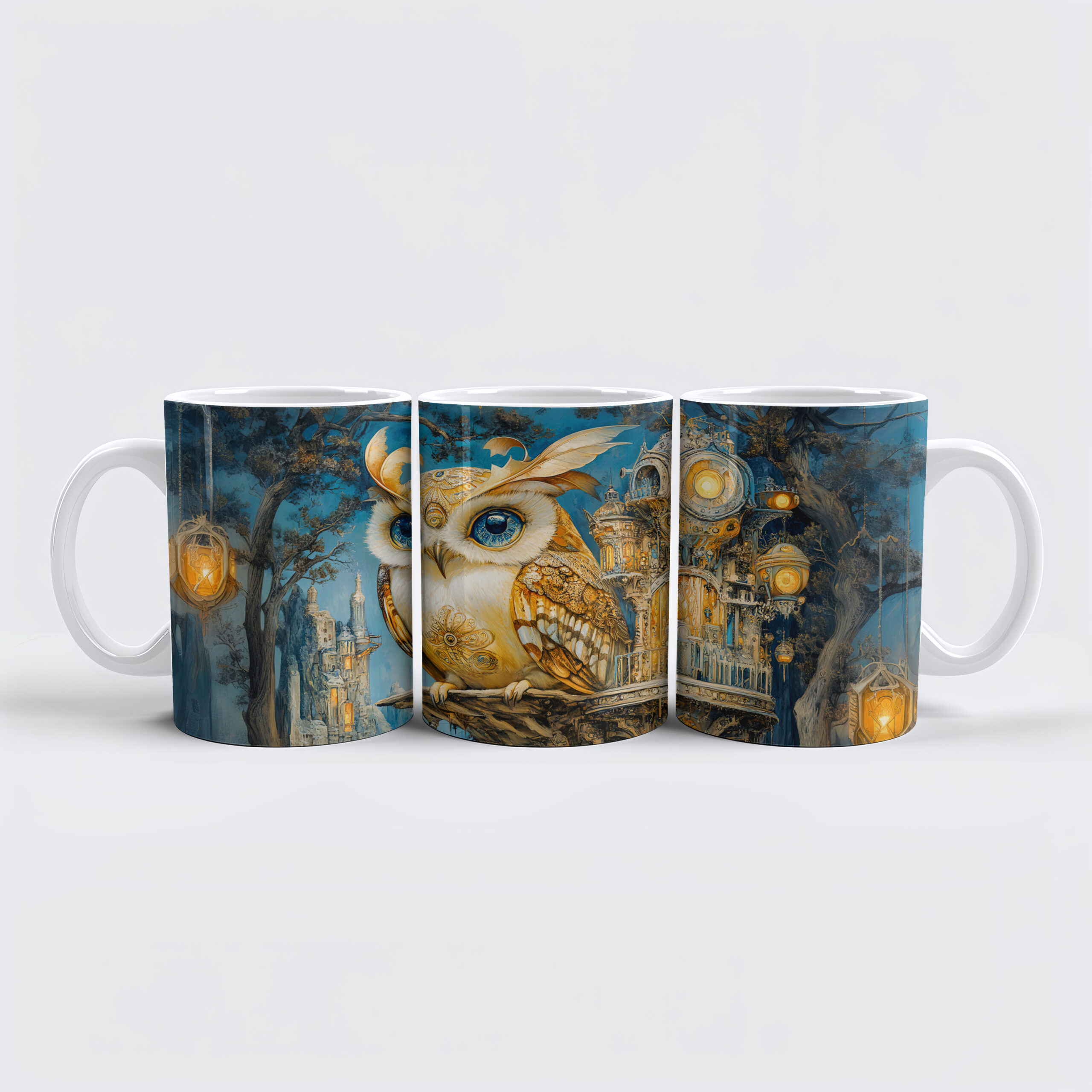 raxxa Premium-Tasse: Mystical Owl in a Tree Castle at Night