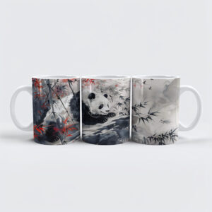 raxxa Premium-Tasse: Chinese Watercolor Panda and Bamboo